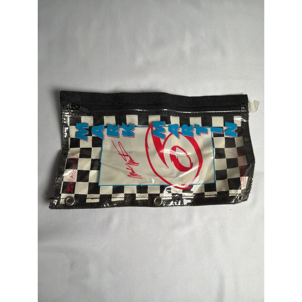 Vintage Mark Martin NASCAR Pencil Pouch Unisex OS Black White Good